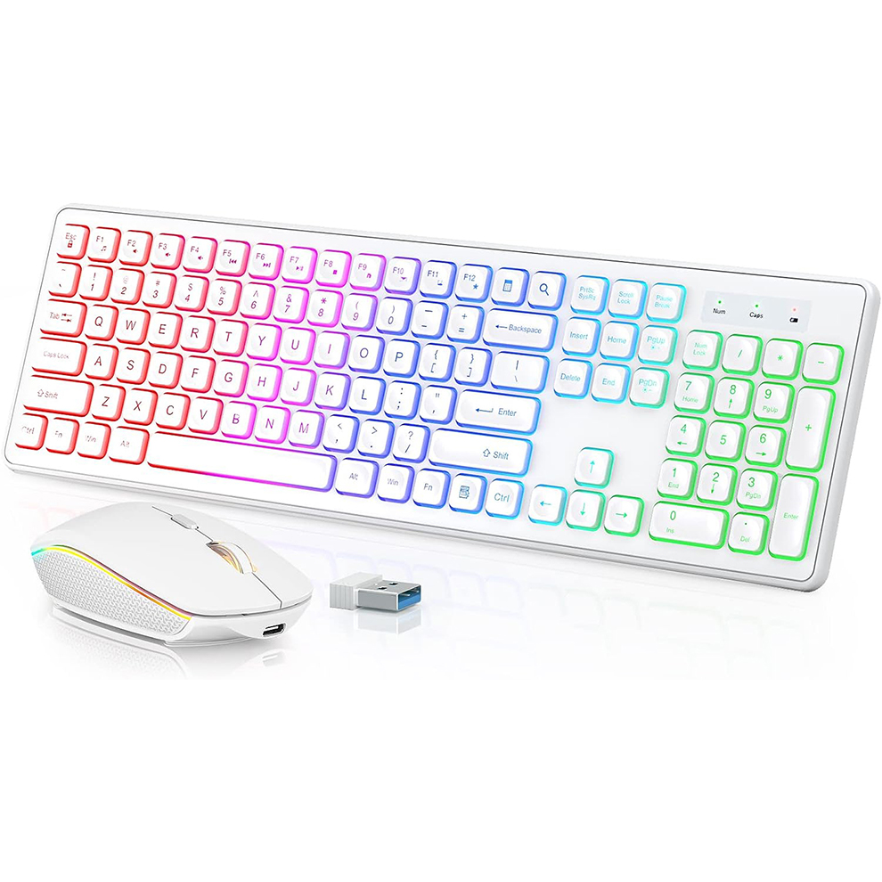 Gaming Keyboard Mouse Set - 백라이트 무선 키보드 및 마우스, 조용한