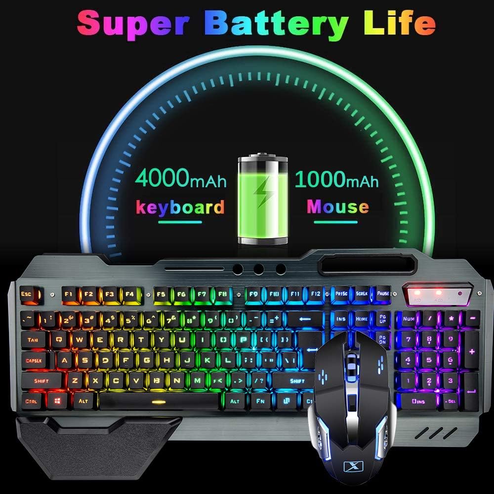 무선 게임용 키보드 및 마우스 콤보, 레인보우 LED  - Gaming Keyboard Mouse Set 리뷰 및 가격