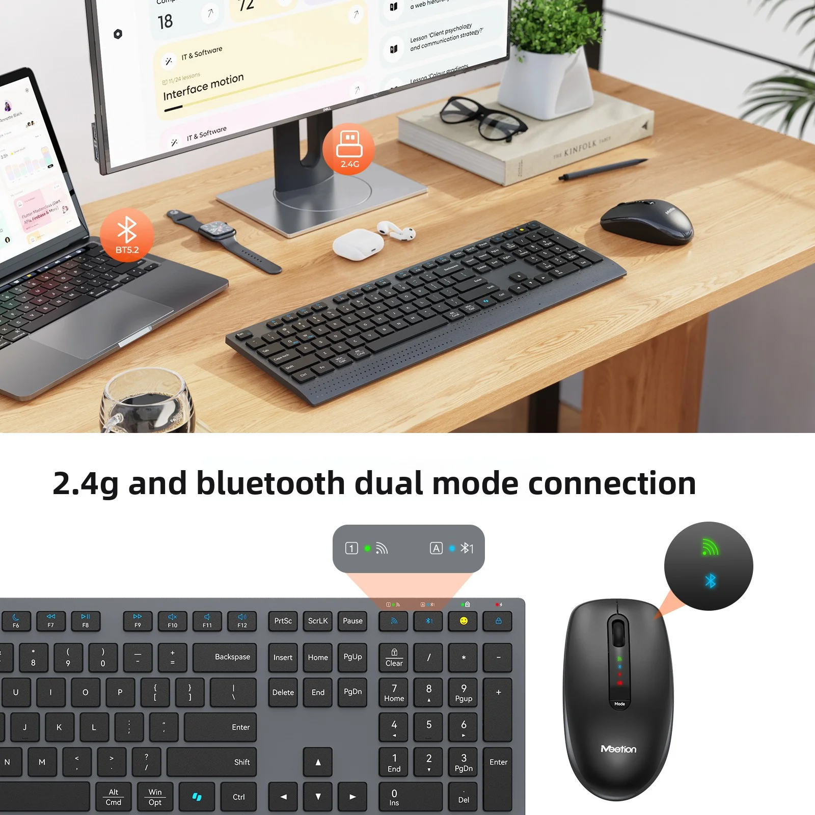2.4G 블루투스 듀얼 모드 무선 키보드 마우스 콤보  - Gaming Keyboard Mouse Set 리뷰 및 가격