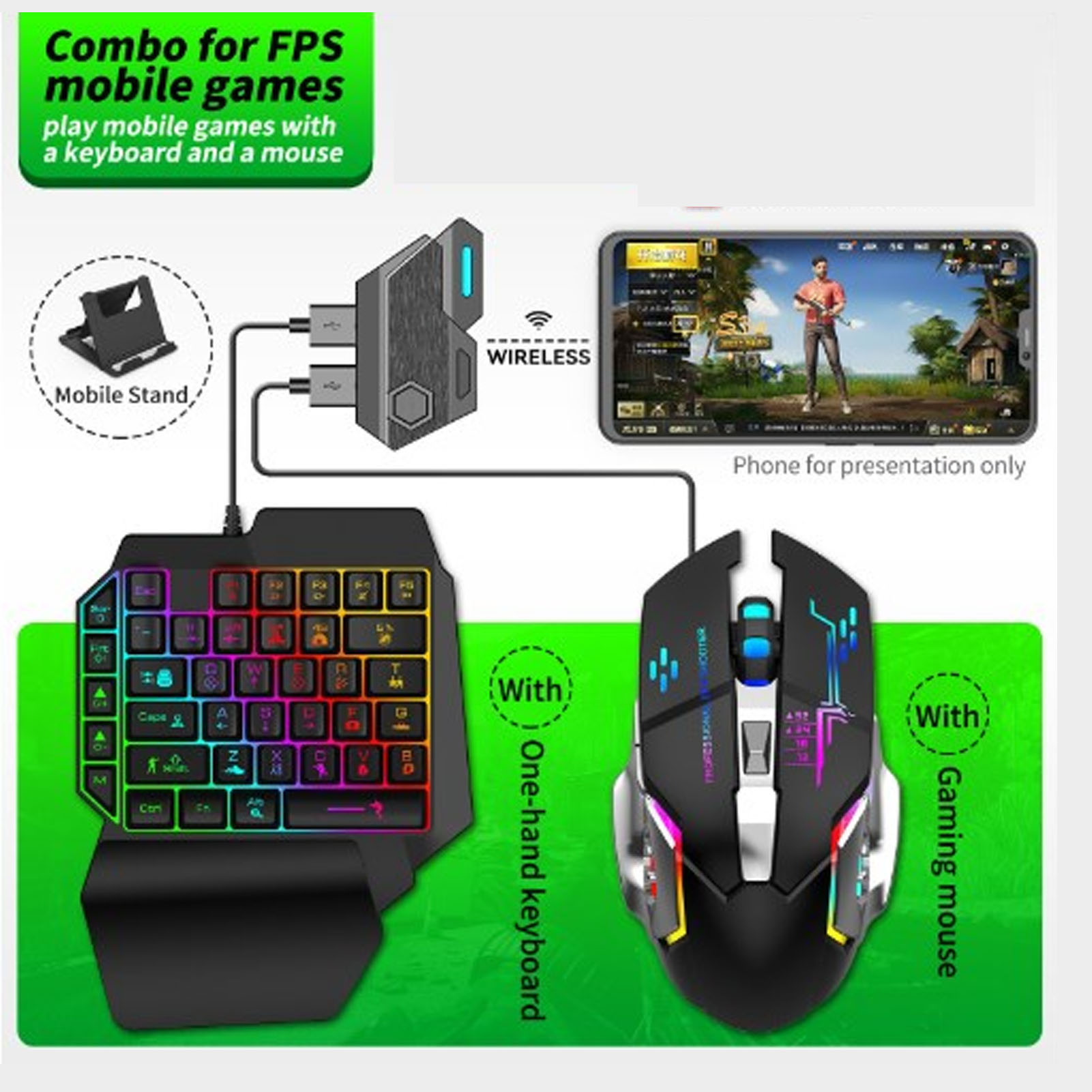 키보드 마우스 변환기 세트 반응형 한 손 키보드 마우스 - Gaming Keyboard Mouse Set 리뷰 및 가격
